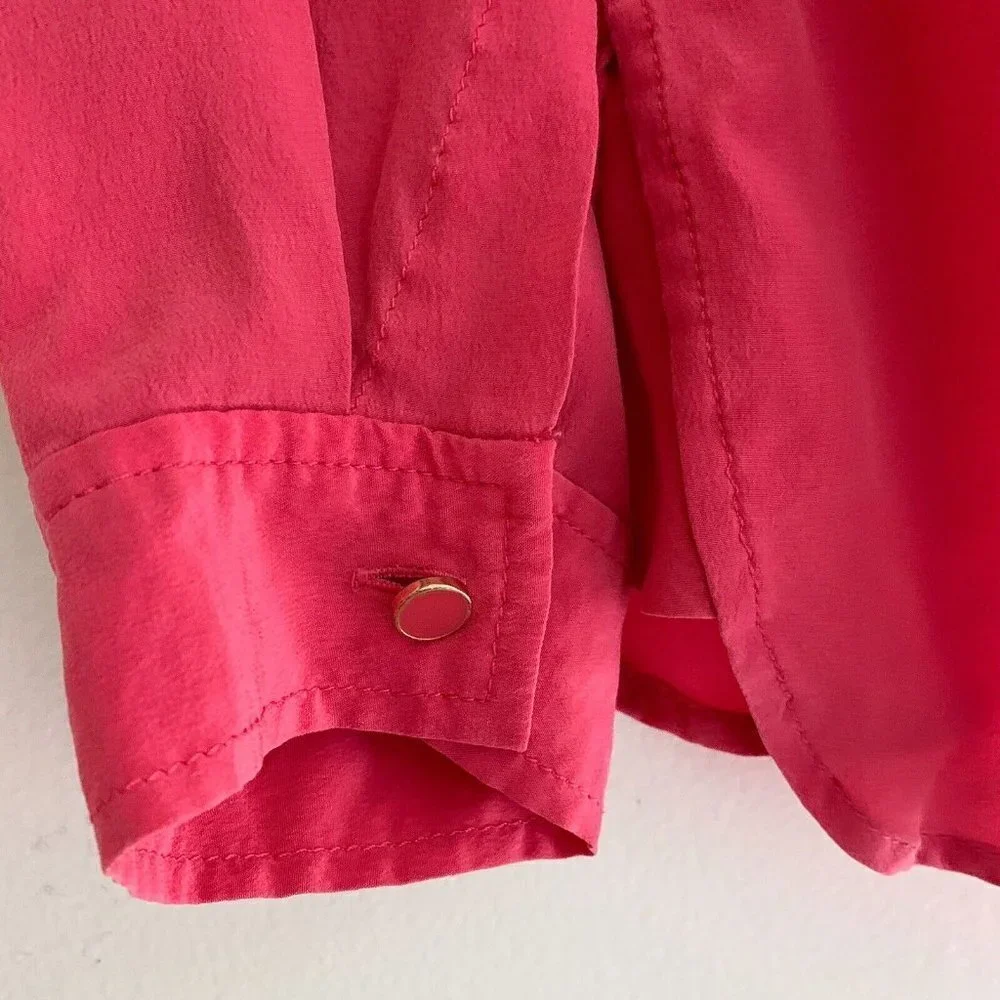 Marc by Marc Jacobs Pink Button Front Silk Blouse XS Luxury Workwear - Picture 3 of 8
